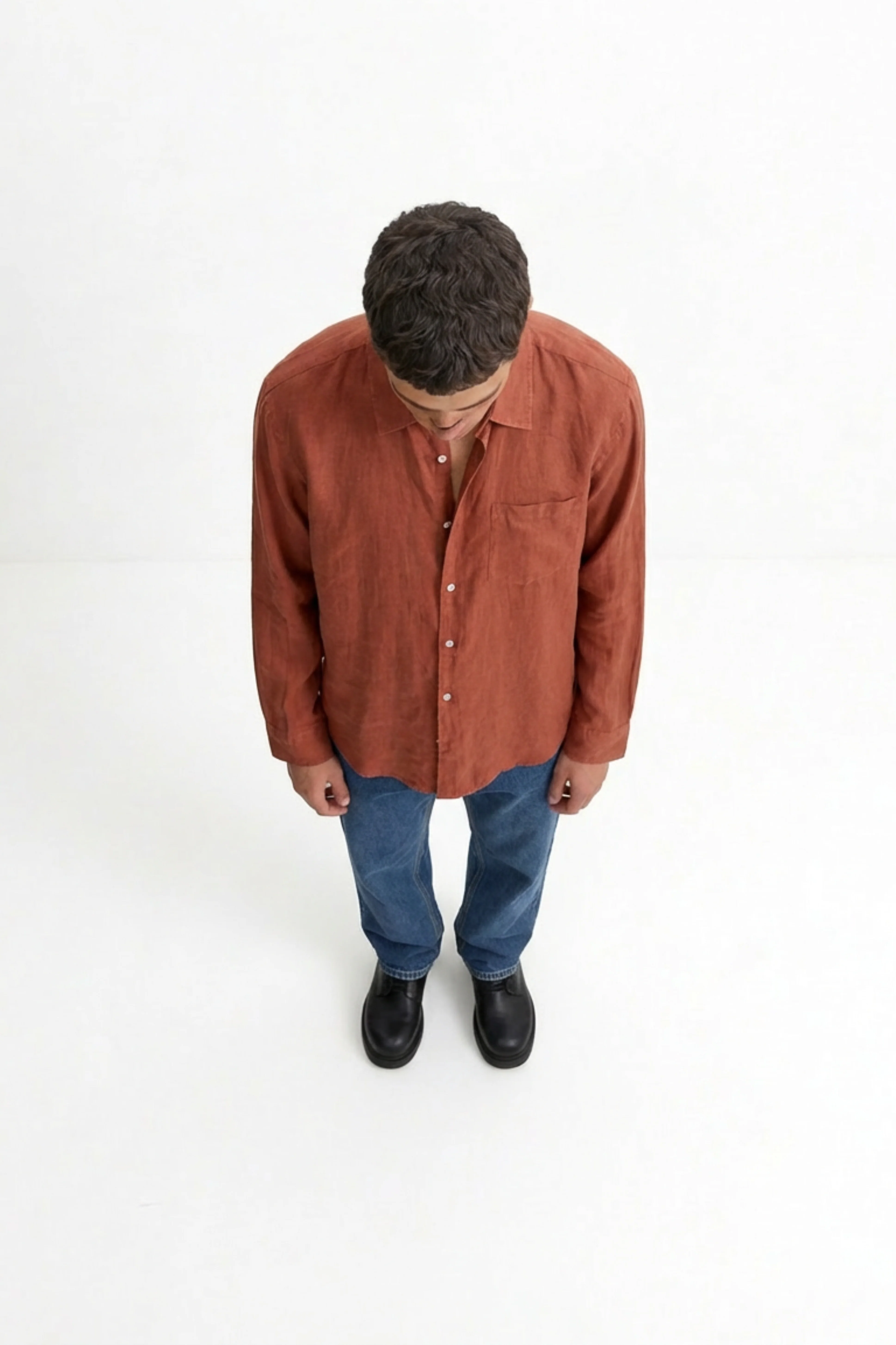 Peach Brown Linen Shirt - Image 10