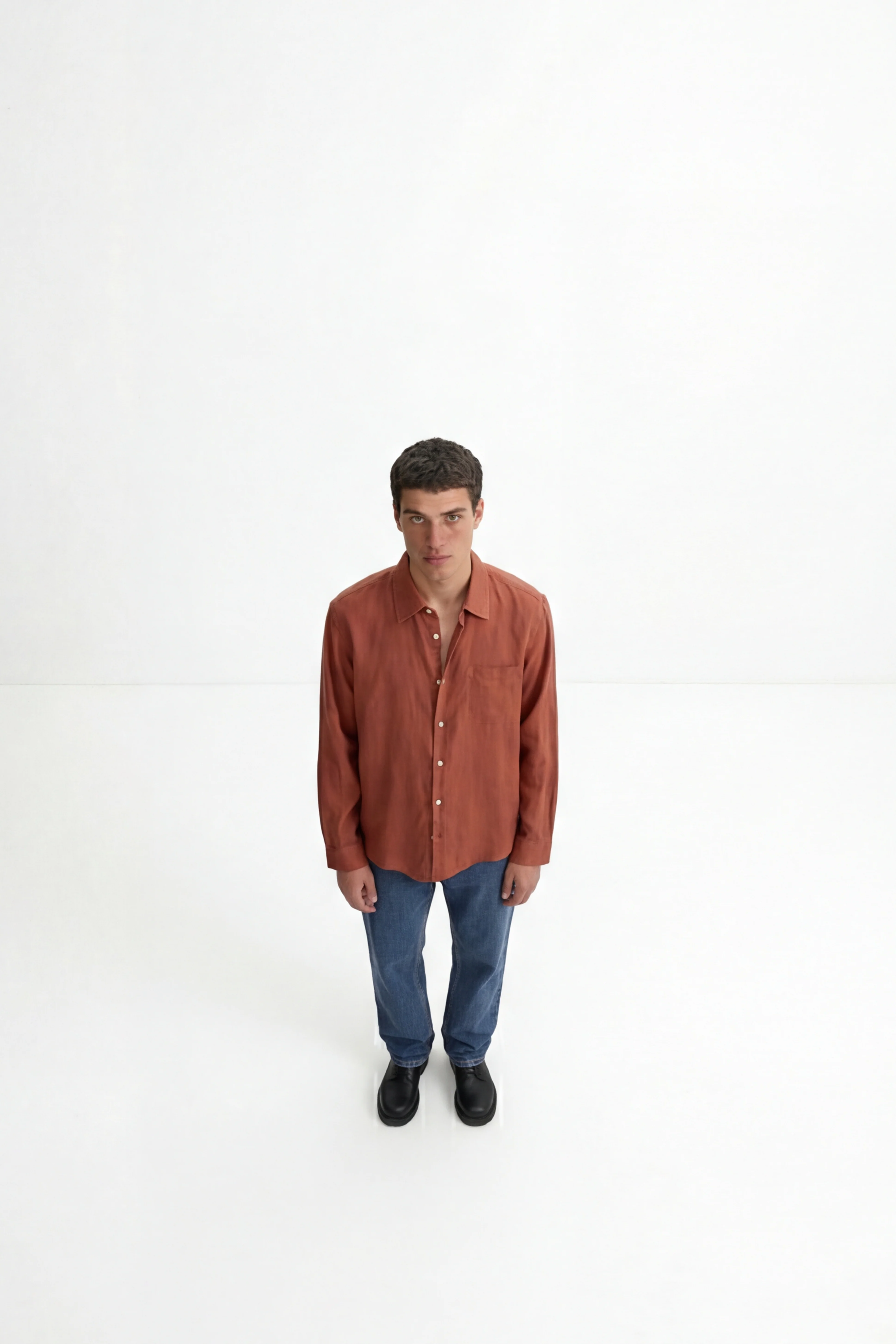 Peach Brown Linen Shirt - Image 9