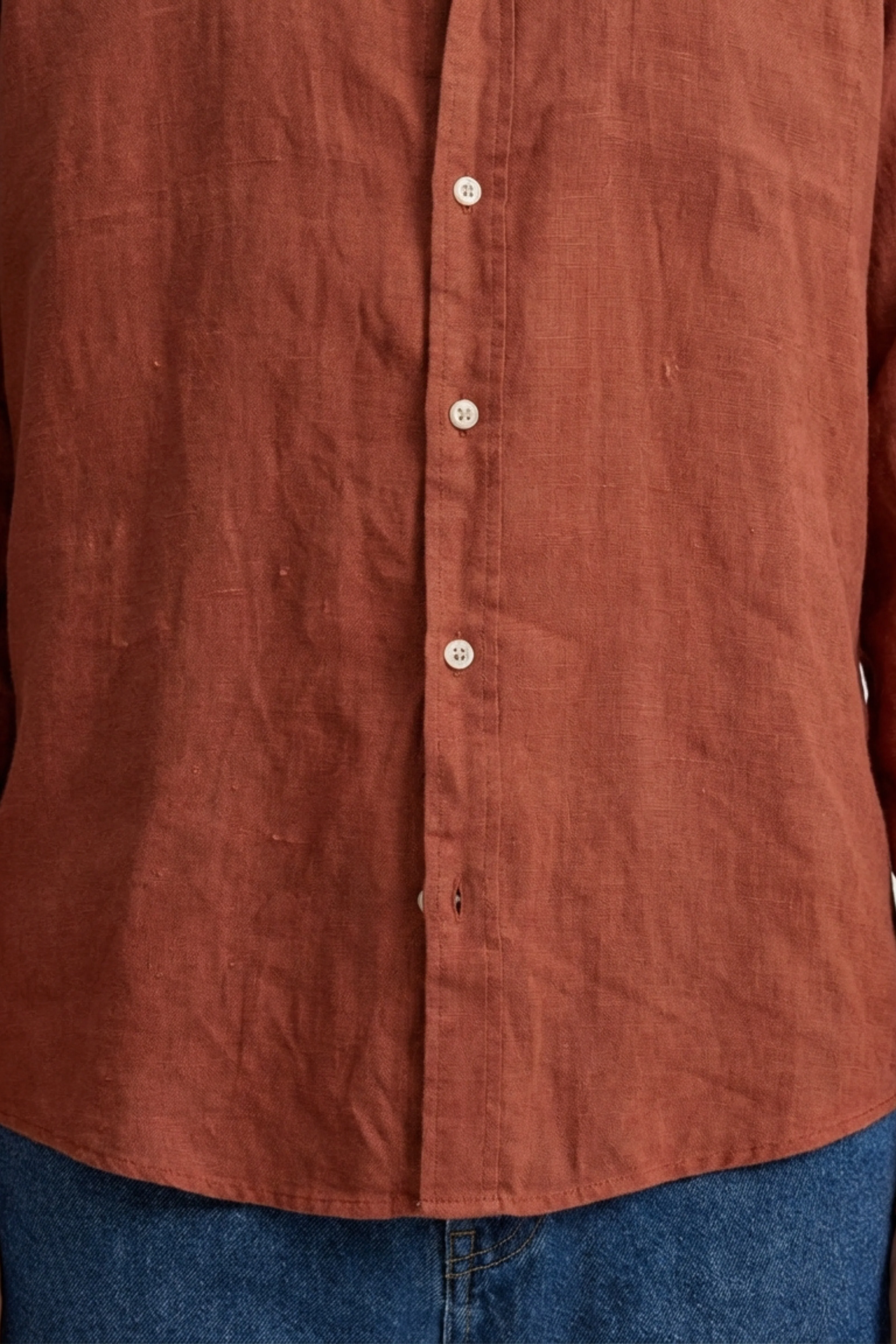 Peach Brown Linen Shirt - Image 6