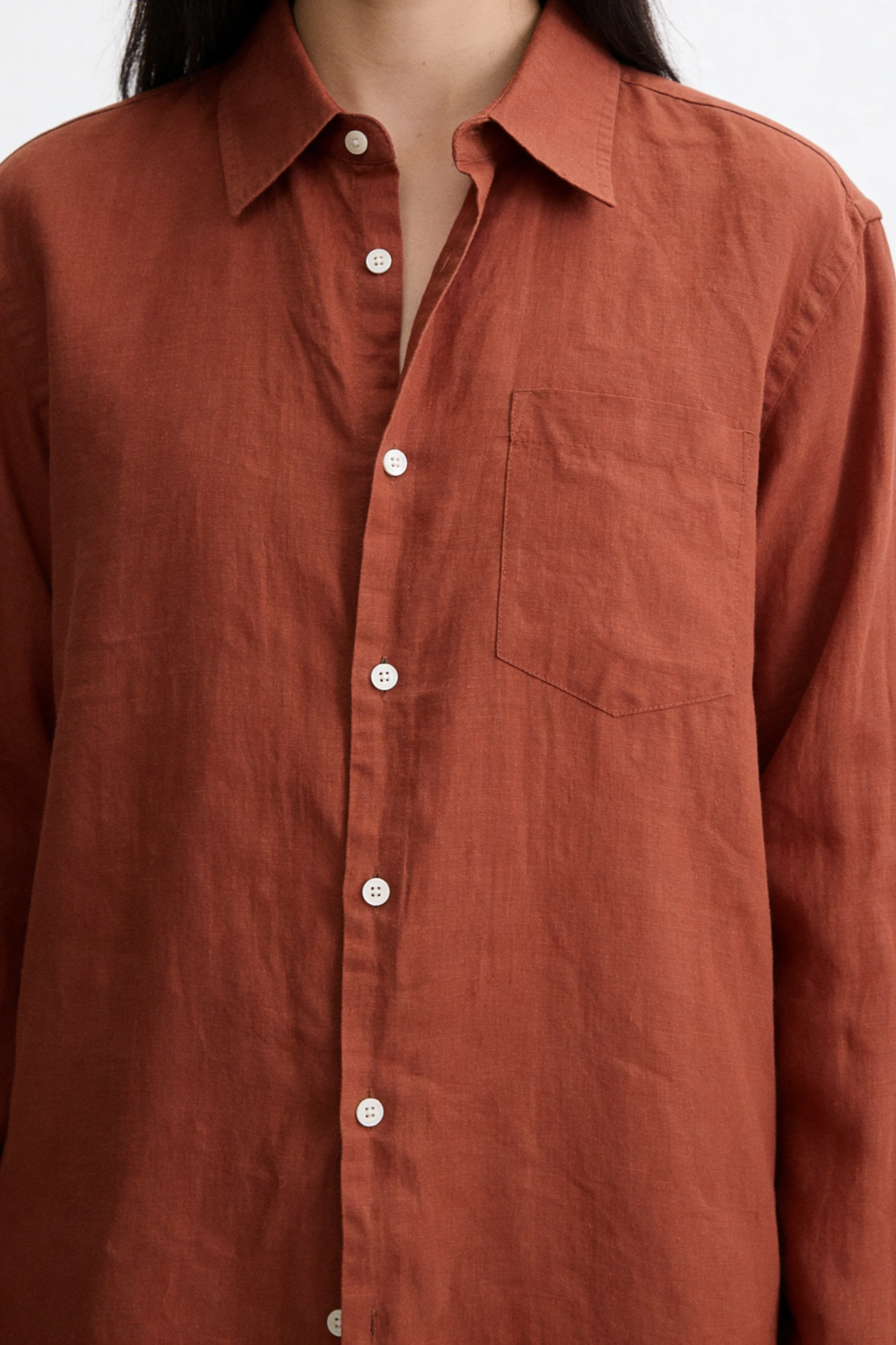 Peach Brown Linen Shirt - Image 8