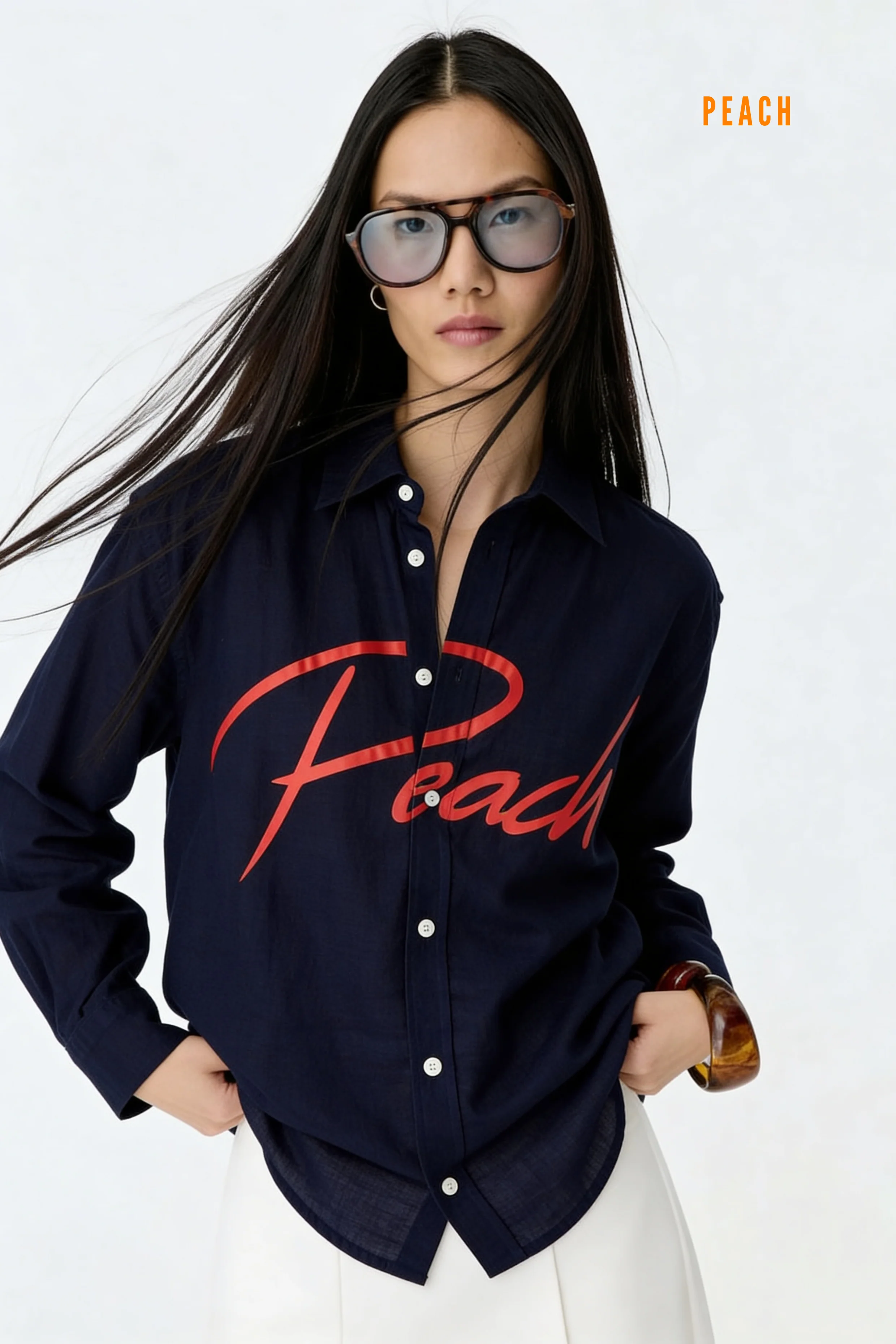 Peach Linen Shirt - Image 2