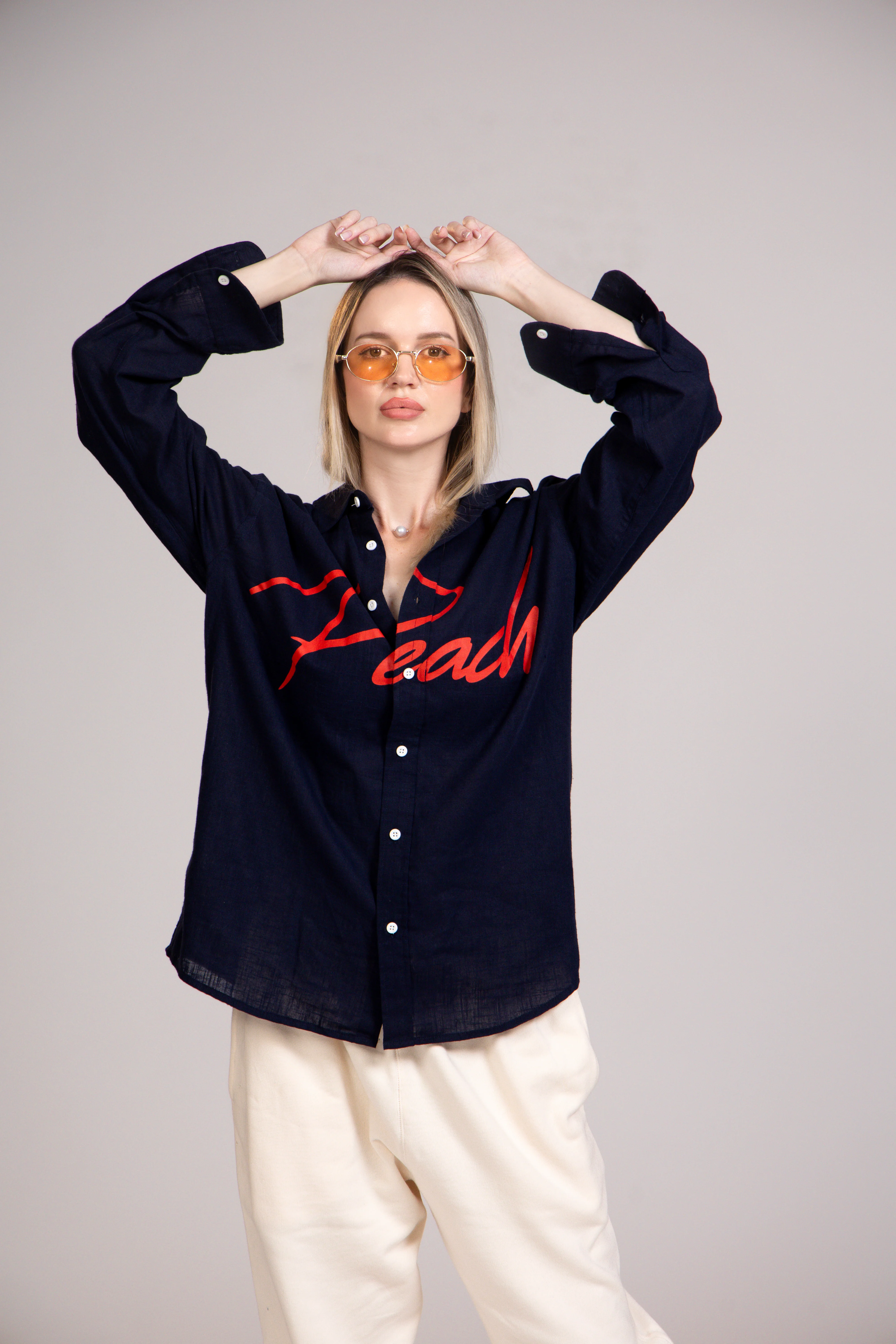 Peach Linen Shirt - Image 3